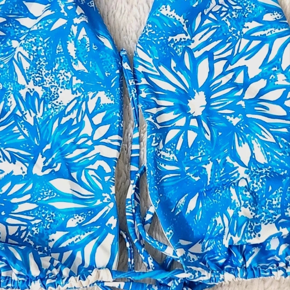 New!Frankie's‎ Bikinis Bash Wrap Halter Bikini Top-Iris